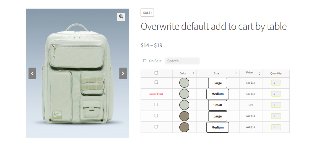 Optimized variation table layout for better UX