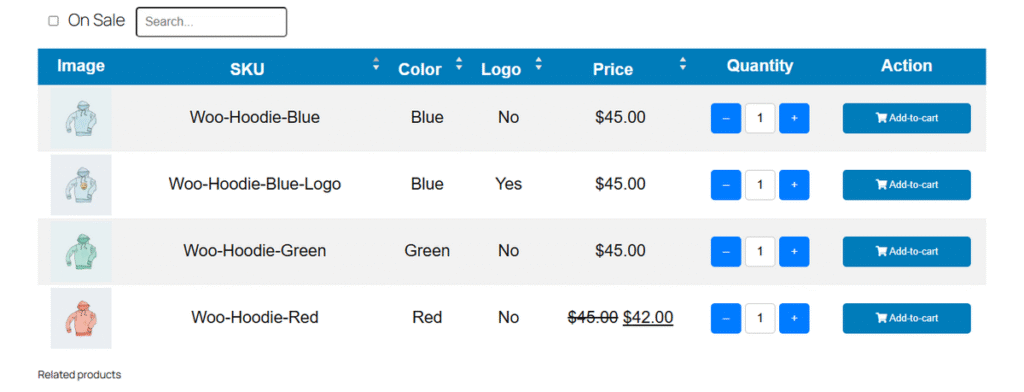 how to setup variation table