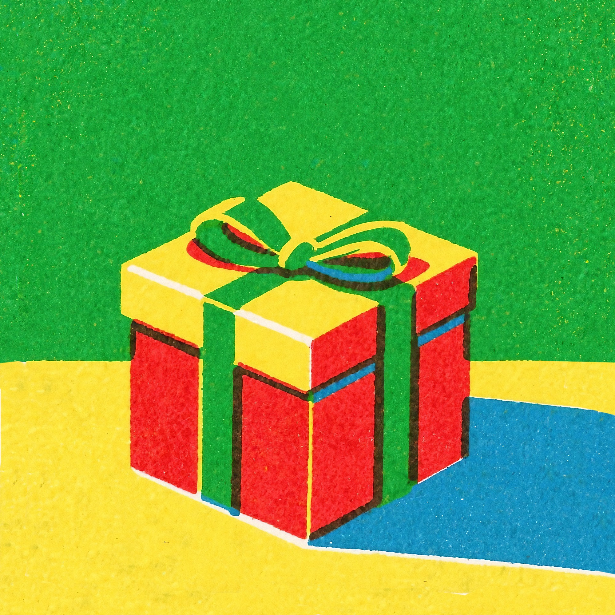 vibrant-red-gift-box-with-green-ribbon-yellow-green-background